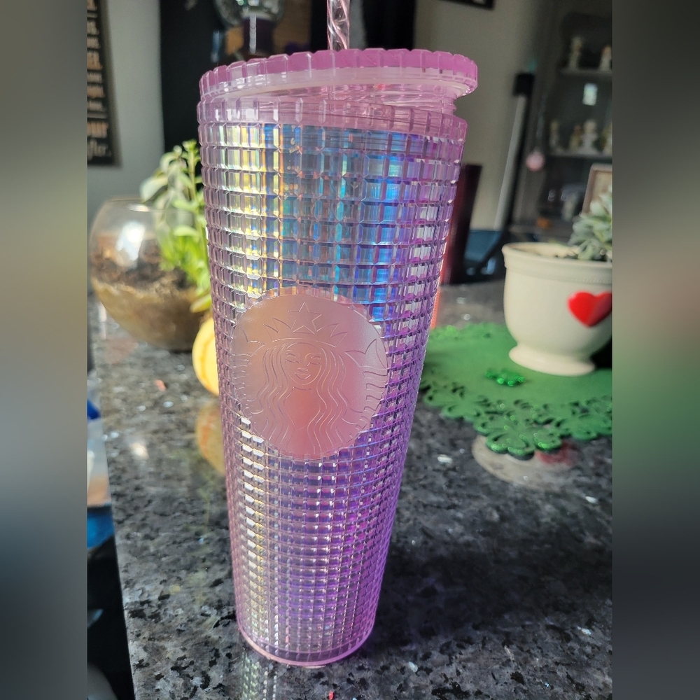 STARBUCKS HOLIDAY CHRISTMAS 2020 PINK GRID DISCO COLD TUMBLER 24 OZ